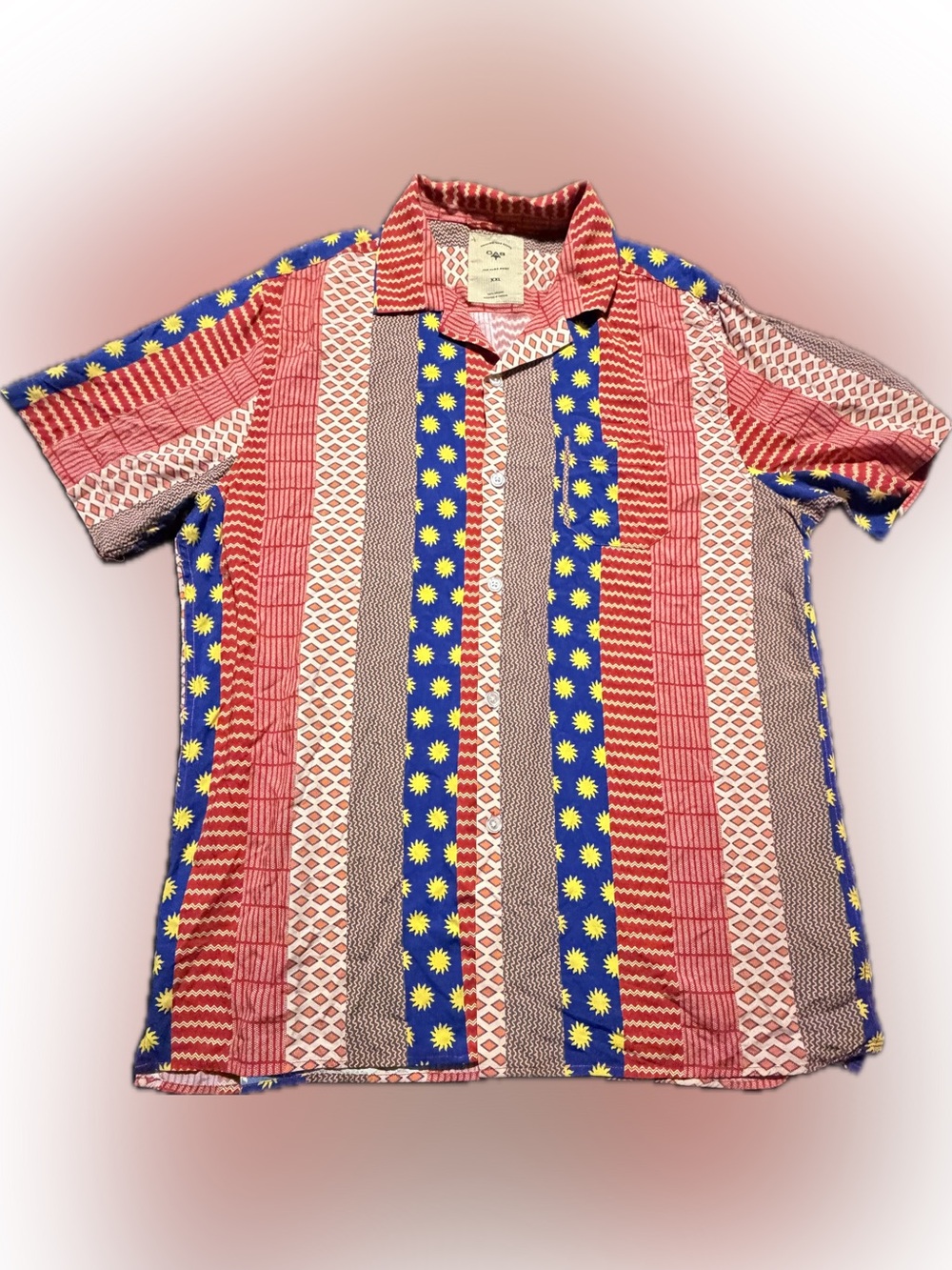 OAS Cuba Shirt Mens XXL mixtape striped patchwork